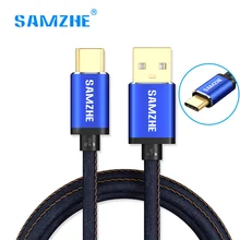SAMZHE новые джинсовые Плетеный USB Тип C кабель USB2.0 быстрой зарядки данных Тип кабеля-C Зарядное устройство кабель для Xiaomi Huawei LG Samsung