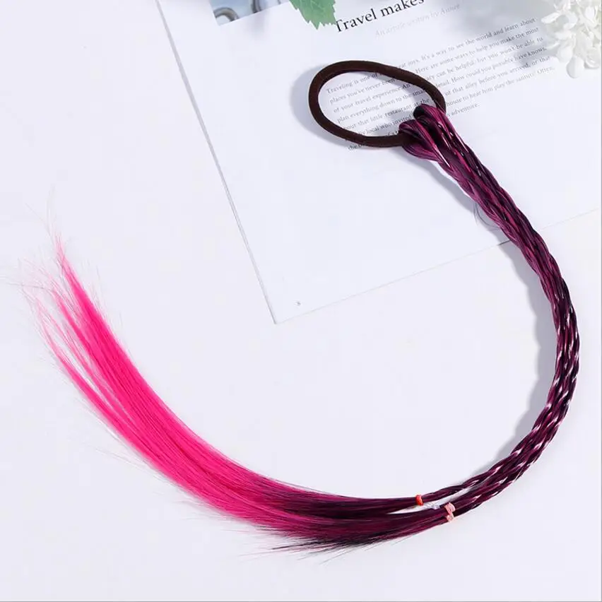 Резинок Красота резинки для волос Головные уборы Детские аксессуары для волос повязка на волосы для девочек цветные парики хвостик волос головные украшения с узором - Цвет: Rose Headbands