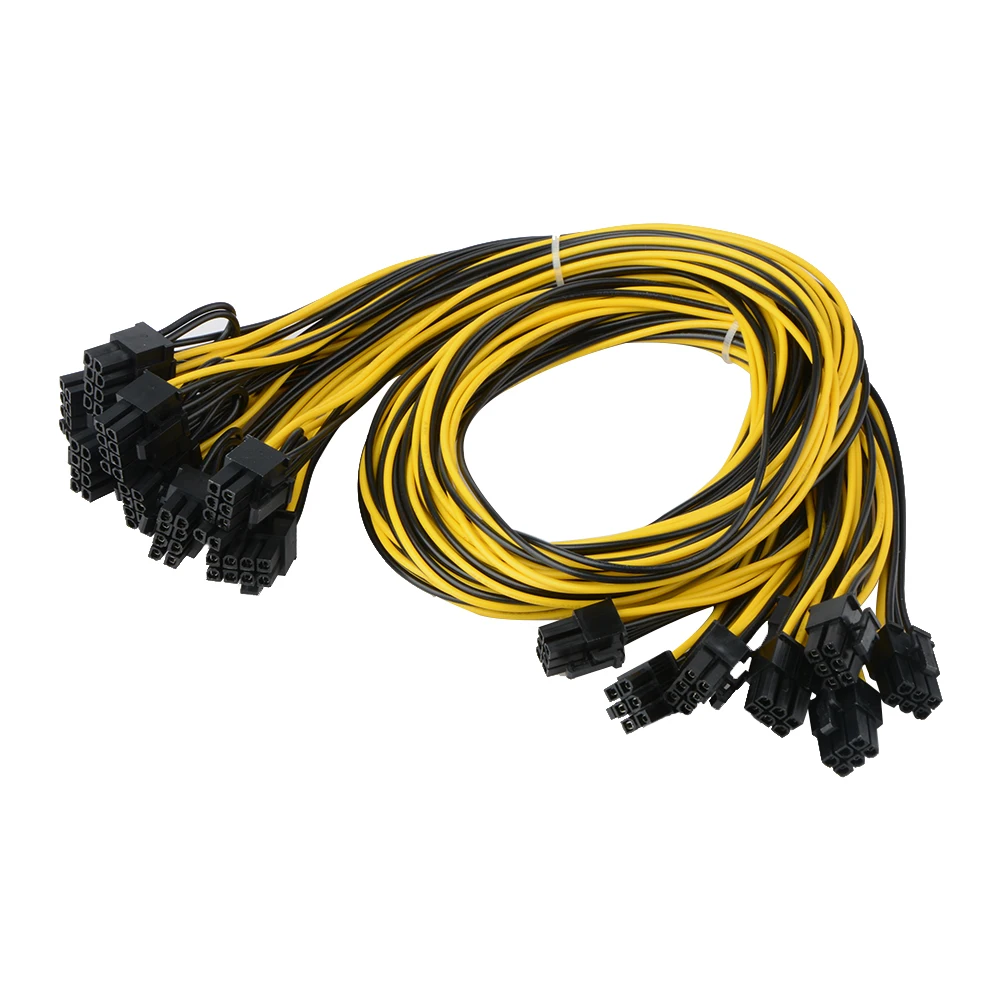 

8pcs/lot 6 PIN PCIe Express to PCIe 8 (6+2) PIN(27.5 Inch) New18AWG 6pin to 8pin Male to Male Power Extension Cable Connectors