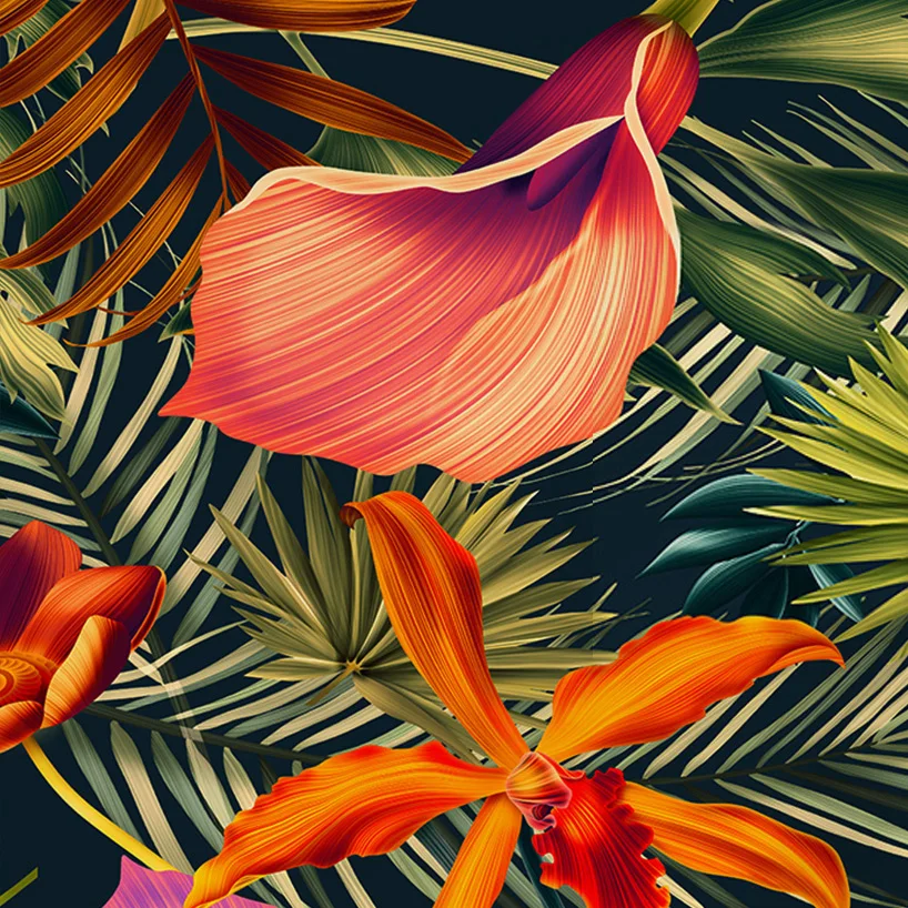 Mural 3D de pared Plantas y flores tropicales Floral MURALES 3D DE PARED Naturaleza OUTLET PRIMAVERA