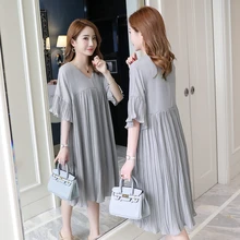 5305# 3XL V Neck Pleated Chiffon Maternity Dress 2019 Summer Korean Fashion Loose Clothes for Pregnant Women Pregnancy Clothing 5305# 3XL V Neck Pleated Chiffon Maternity Dress 2019 Summer Korean Fashion Loose Clothes for Pregnant Women Pregnancy Clothing