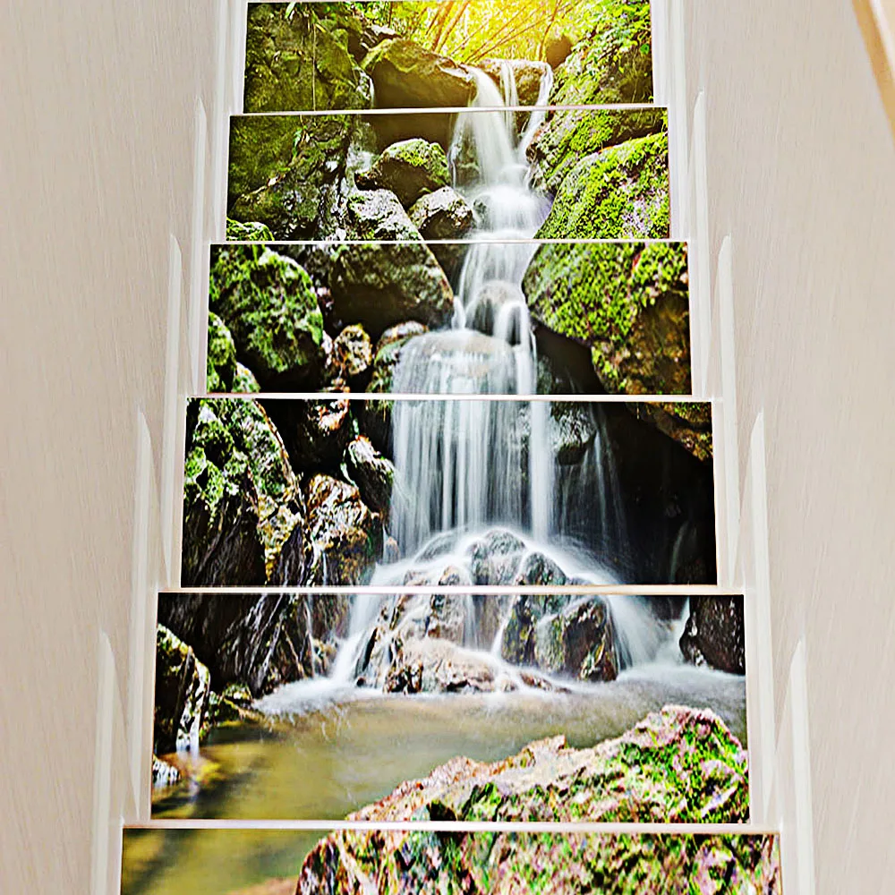 Hot Sale Dinding Decals Dinding Tangga 3D Air Terjun Batu Stiker