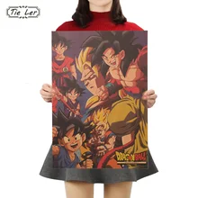 TIE LER, классический стиль аниме, драконий жемчуг, плакат, драконий жемчуг, наклейки на стену, Аниме Обои, Гоку Гохан, фреска, украшение, 50X35 см