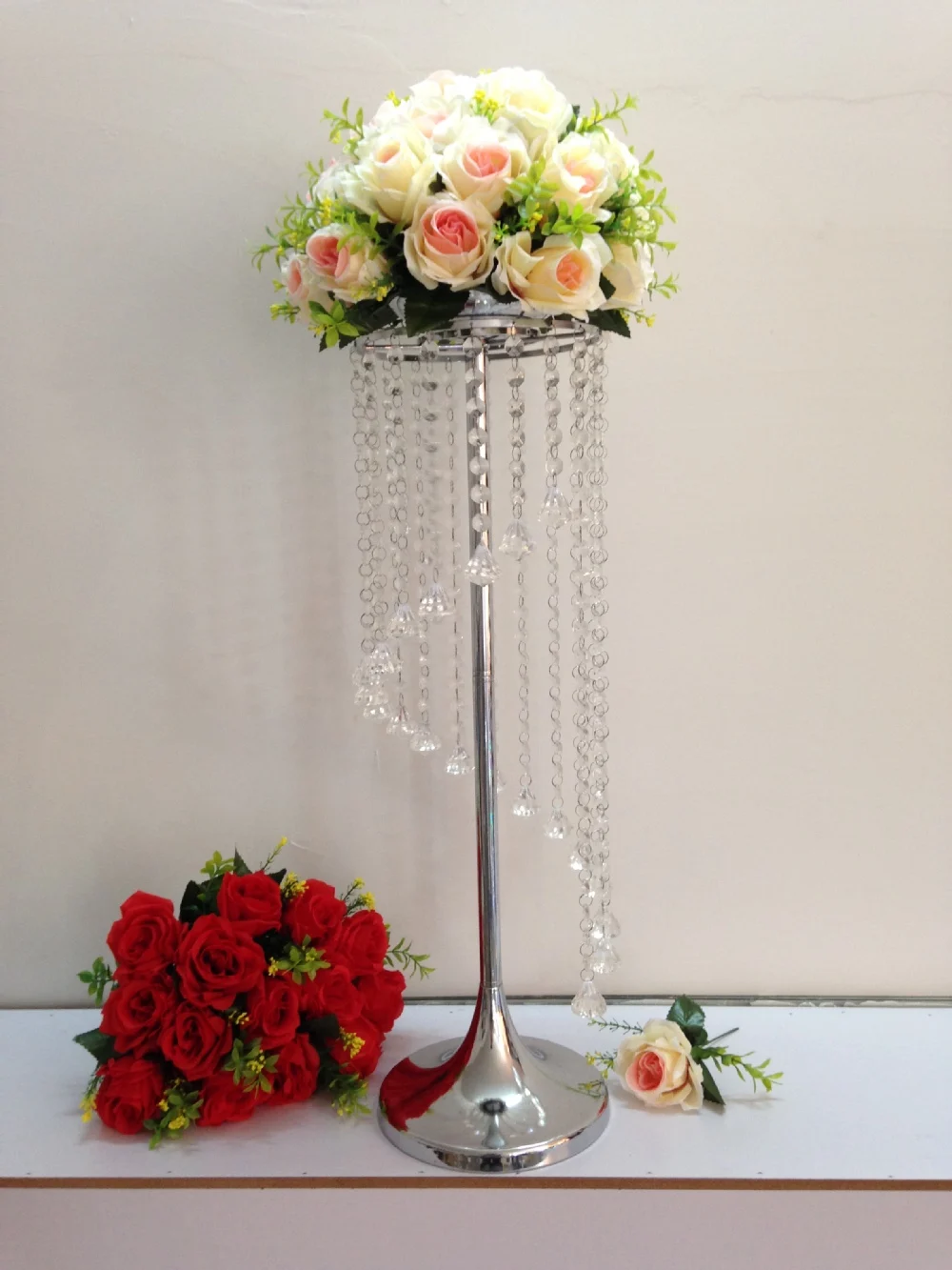 Модное украшение для свадебного стола/вечерние венки, подставка, подсвечник, металлическая Хрустальная подставка(высота 69 см