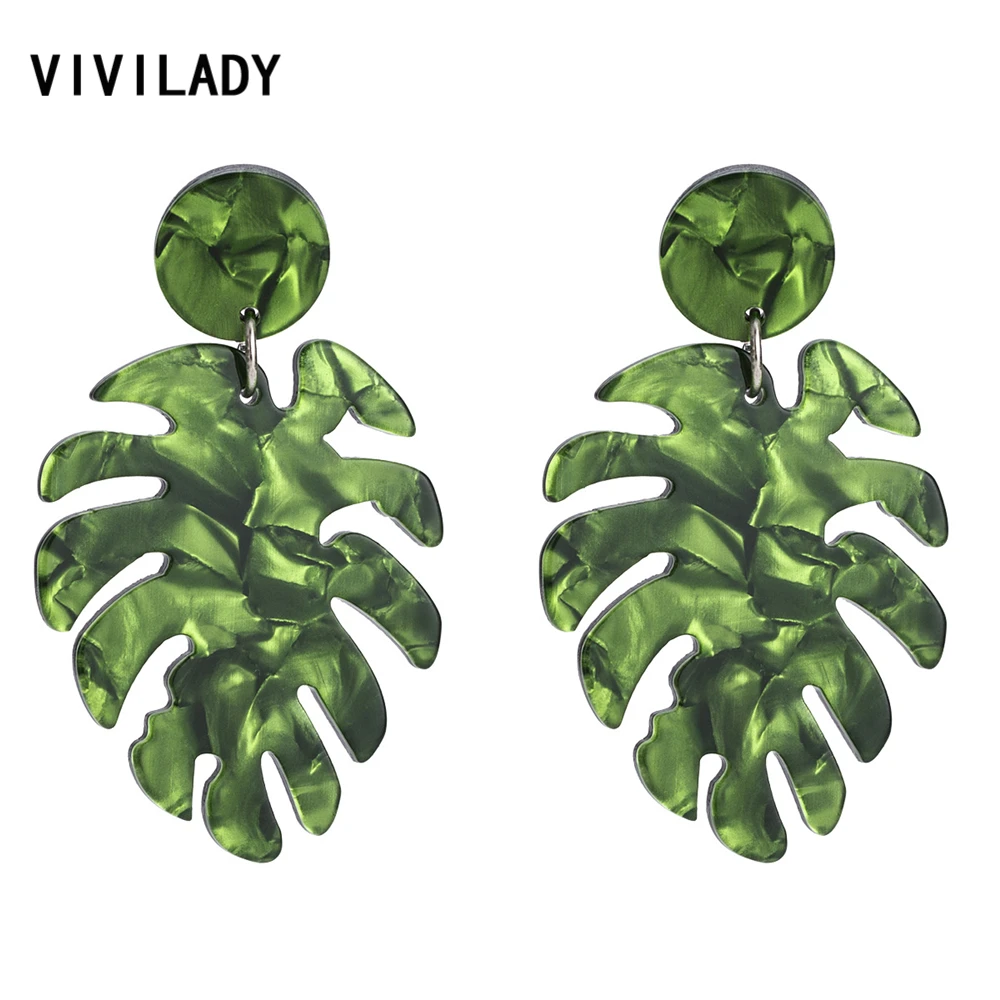 Vivilady бохо-шик Monstera Leaf висячие серьги женские акриловые массивные тропические растения ювелирные изделия Brinco Bijoux женские подарки