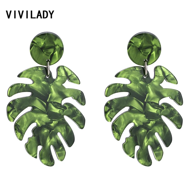 Vivilady Bohemian Monstera Leaf Drop Dangle Earrings Women Acrylic Vivilady Bohemian Monstera Leaf Drop Dangle Earrings Women Acrylic Statement Tropical Plant Jewelry Brinco Bijoux Lover