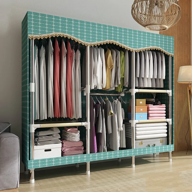 

Cloth Wardrobe Steel Pipe Thicken Reinforcement Storage Cloth Wardrobe Economy Steel Rack Hanging Wardrobe