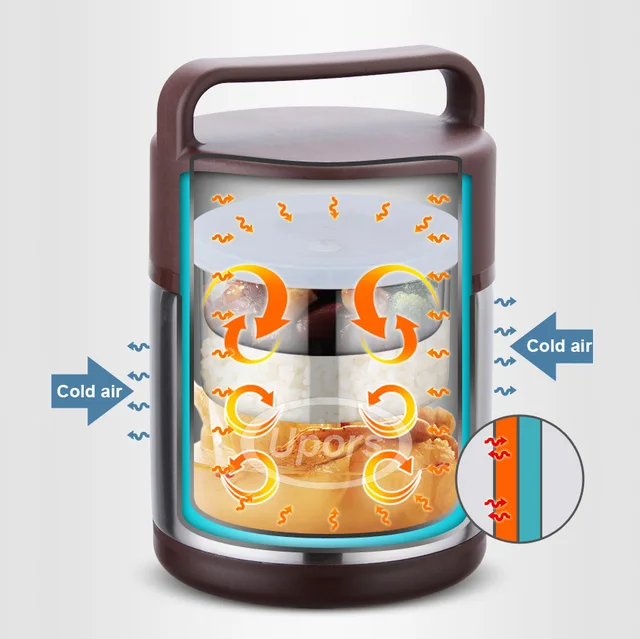 UPORS-termo de acero inoxidable para comida para niños, contenedor de comida de 1.6L al vacío, fiambrera para escuela, fiambrera con compartimentos, libre de BPA UPORS-termo de acero inoxidable para comida para niños, contenedor de comida de 1.6L al vacío, fiambrera para escuela, fiambrera con compartimentos, libre de BPA