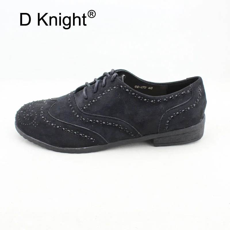 2018 Fashion Woman Spring Autumn Flat Oxford Shoes British Style Vintage Shoes Women Black Casual Retro Brogues Large Size 35-41 (7)