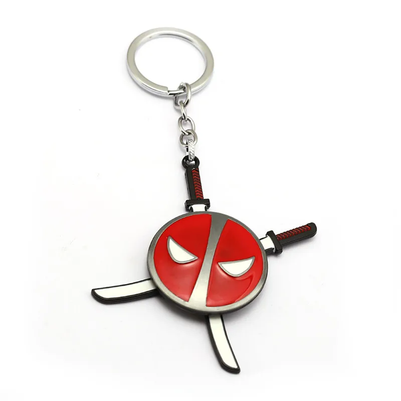Hot Movie Deadpool Keychain Dead Pool Mask Can Be Turn Spin Key Holder Chain Ring chaveiro