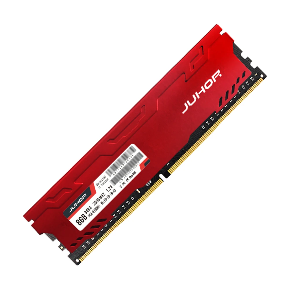 

JUHOR New Arrival Red Color DDR4 Desktop Memory RAM 8GB 16G DDR4 2666mhz PC4-21300 288pin Memory RAM