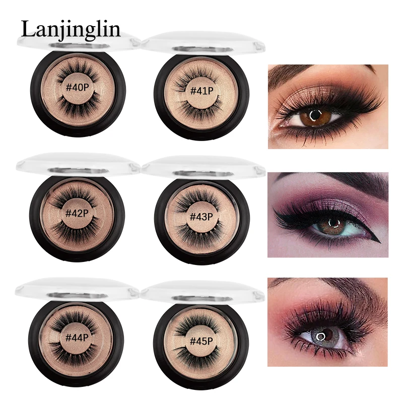 

LANJINGLIN 1 pair natural long false eyelashes cruelty free 3d mink lasheshand made makeup fake eyelash extension volume lash