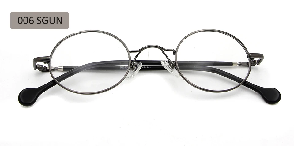 ESNBIE Высокое качество Мужские маленькие круглые металлические оправы для очков ацетат Ноги 43 мм винтажные черные круглые очки женские прозрачные линзы - Цвет оправы: Round eyewear 006gun