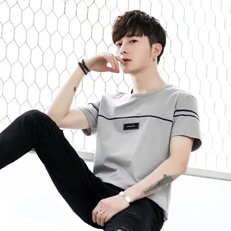 

Men's short-sleeved T-shirts. Youth trend. Students' loose half-sleeved men's clothes in Korean version. streetwear