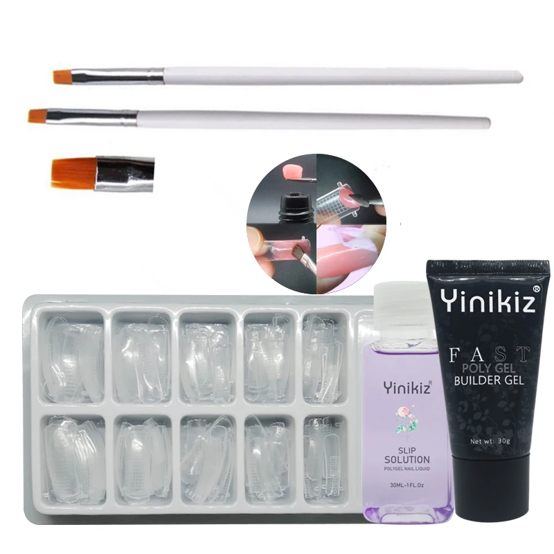 

Yinikiz 30ml Nail Poly Gel 4pcs A Kit Uv Fast Extended Builder Nail Form Nail Gel Nail Art Pen Slip Solution Polygel Set