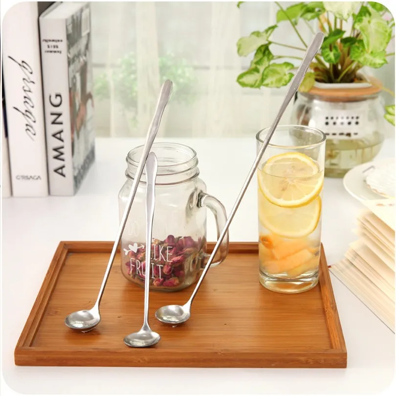 

3 size Kitchen Tools Stainless Steel Long Handle Spoon Ice Cream Tea Coffee Cocktail Teaspoons Soup Ladle Tea Drink Condiment