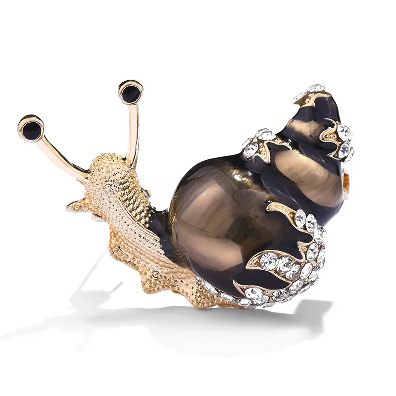 

2 colors Available 18Bre fashion Crystal Enamel snails Brooches for men Suit animal Brooch Pin Women Dress Coat Cute Jewelry