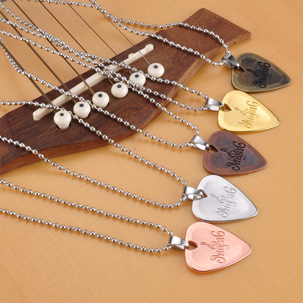 1 шт. ожерелье с кулоном из цинкового сплава, ожерелье с кулоном для гитары, ожерелье с цепочкой, ювелирное изделие, музыкальный металлический зажим для гитары