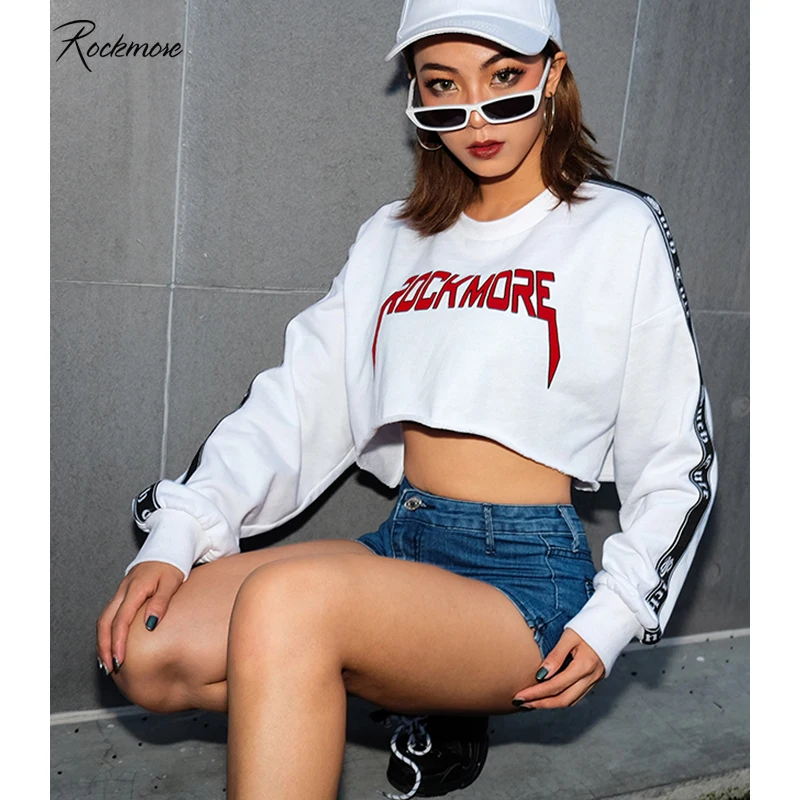 

Rockmore Women Plus Size Sweatshirt Korean Oversized Hoodie Letter Printed Harajuku Long Sleeve Crop Pullovers Streetwear Autumn