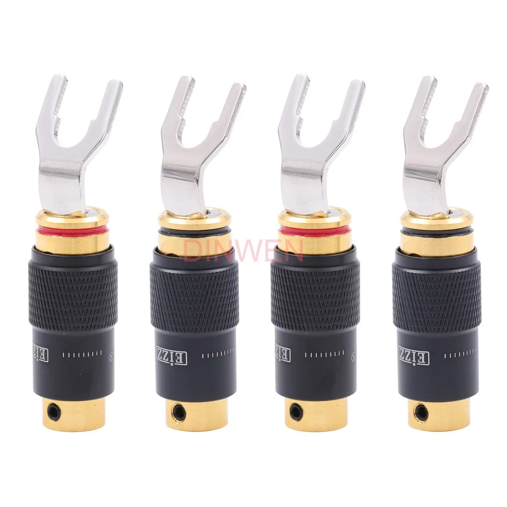 EIZZ AMP Speaker Cable Y Fork Spade Connector Banana Plug Rhodium Plated for HIFI Audio Amplifier DIY x4pcs EIZZ AMP Speaker Cable Y Fork Spade Connector Banana Plug Rhodium Plated for HIFI Audio Amplifier DIY x4pcs
