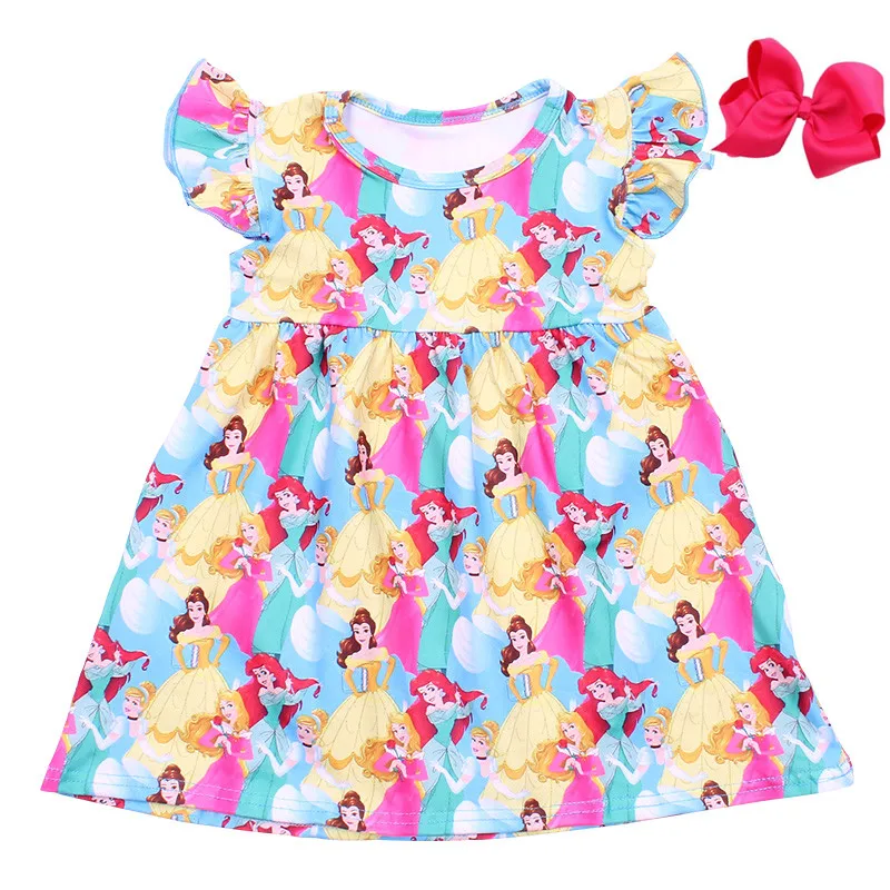 Платье принцессы для маленьких девочек; летняя одежда принцессы с рисунком для девочек; милые вечерние платья из молочного шелка с аксессуарами