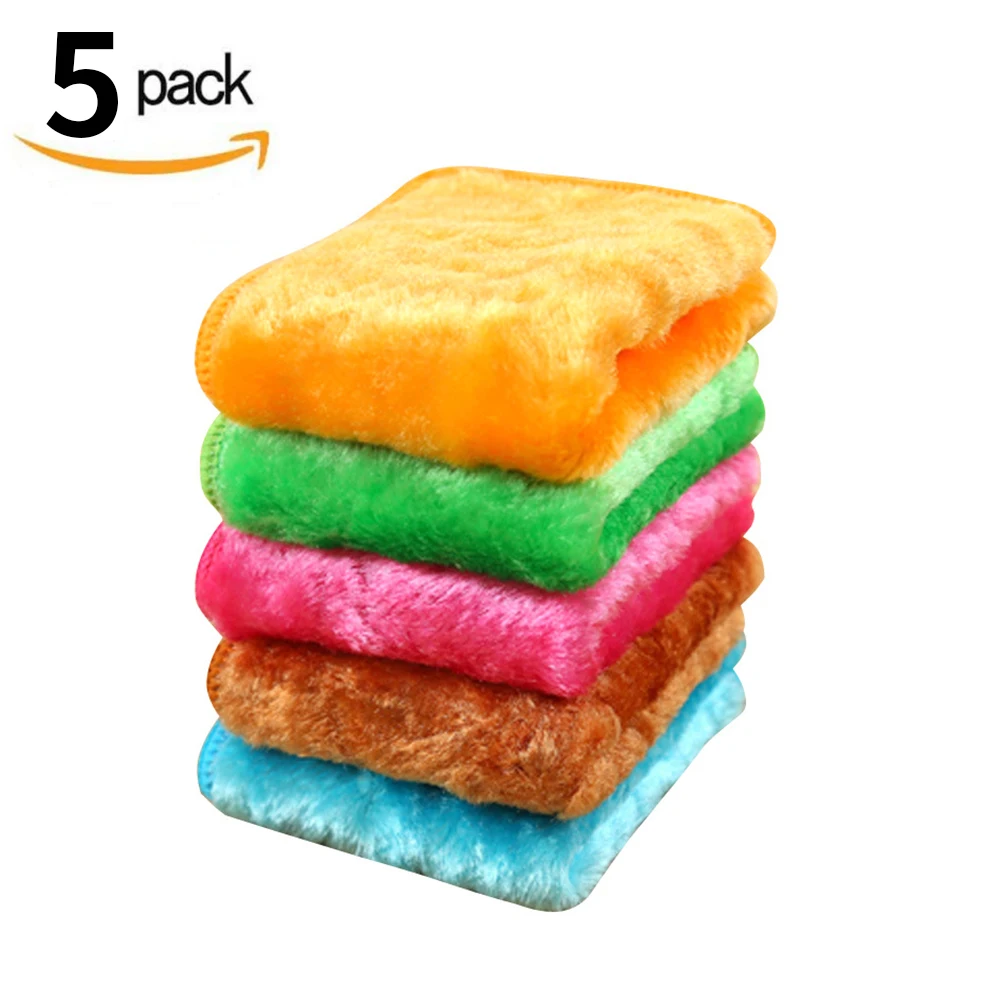 

2 PCS Washing Dish Cloth Colorful Oil Scouring Pad Wood Fiber Double Thick Kitchen Towel Cleaning Rags Kitchen Gadgets