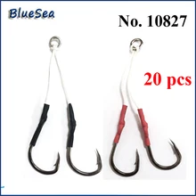 BlueSea 20 шт./упак. 10827 нержавеющая сталь двойные джиггинг вспомогательные крючки двойной джиг помощь крючки Двойной помощи крючки с линией
