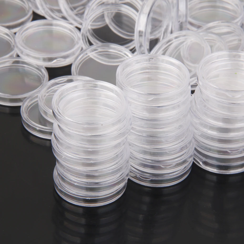 100 Containers Round Transparent Boxed Coin Capsules Coin Case Transparent Color 33mm Collection Protector Commemorative 