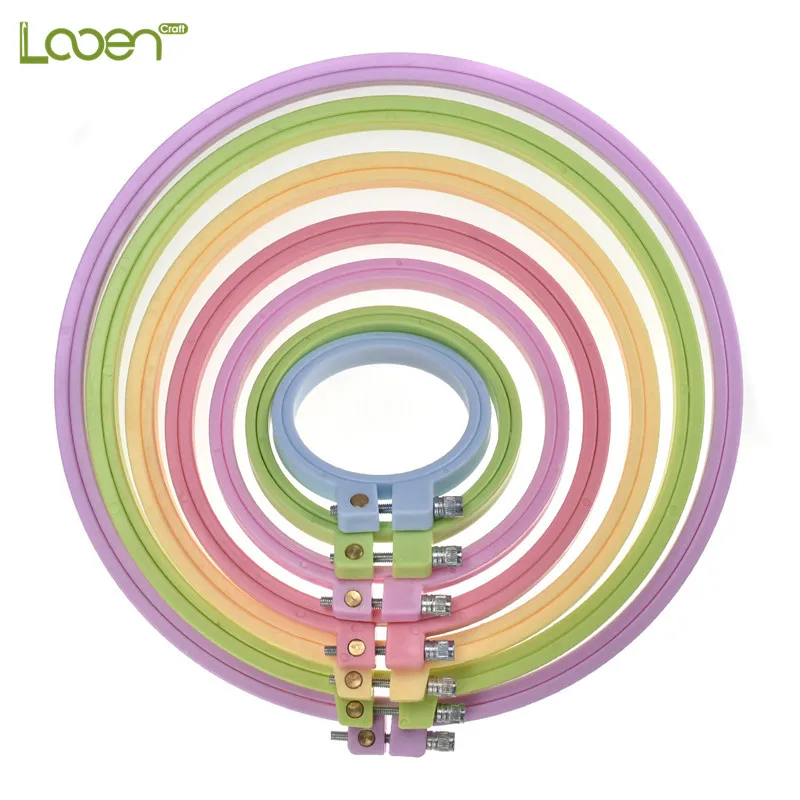 

Adjustable Multicolor Embroidery Hoop Plastic Cross Stitch Hoop Ring Circle Sewing Kit Frame Crafts Tools Women Random Color