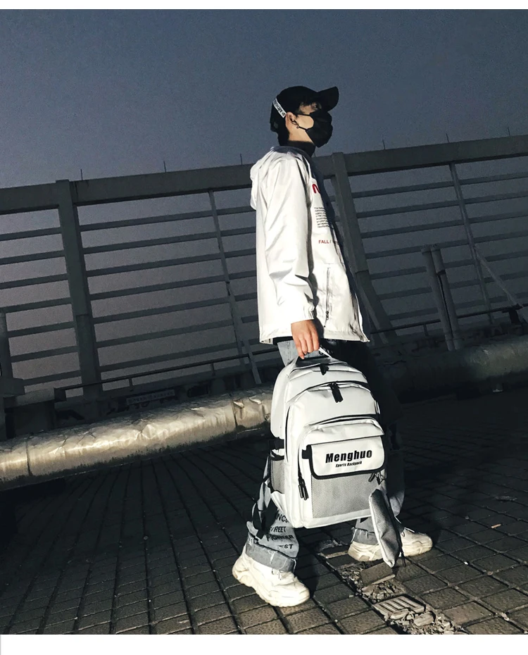 Menghuo 2PCS Mesh Pocket Backpack Purse Set New Girls Big Capacity School Bag Letters Travel Bag Men Rucksacks Mochilas Escolar_17