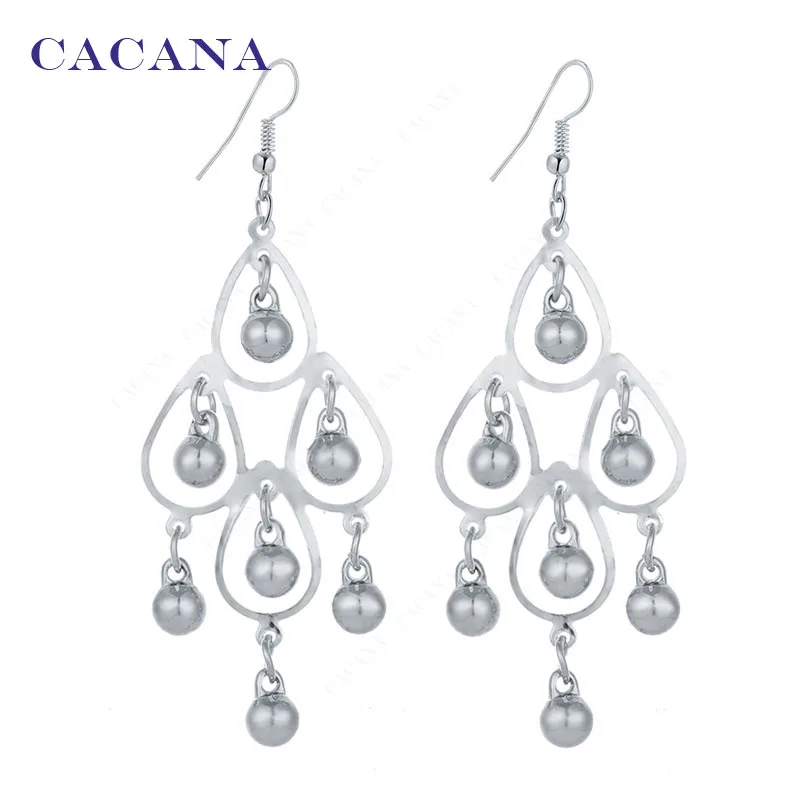 CACANA Dangle Long Earrings For Women Beautiful Round Water Drop Bijouterie Hot Sale No.A111 A112