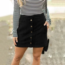 Женские осенние зимние мини замшевые юбки на молнии с карманами и пуговицами, женские повседневные обтягивающие сексуальные юбки выше колена, размеры s-xl