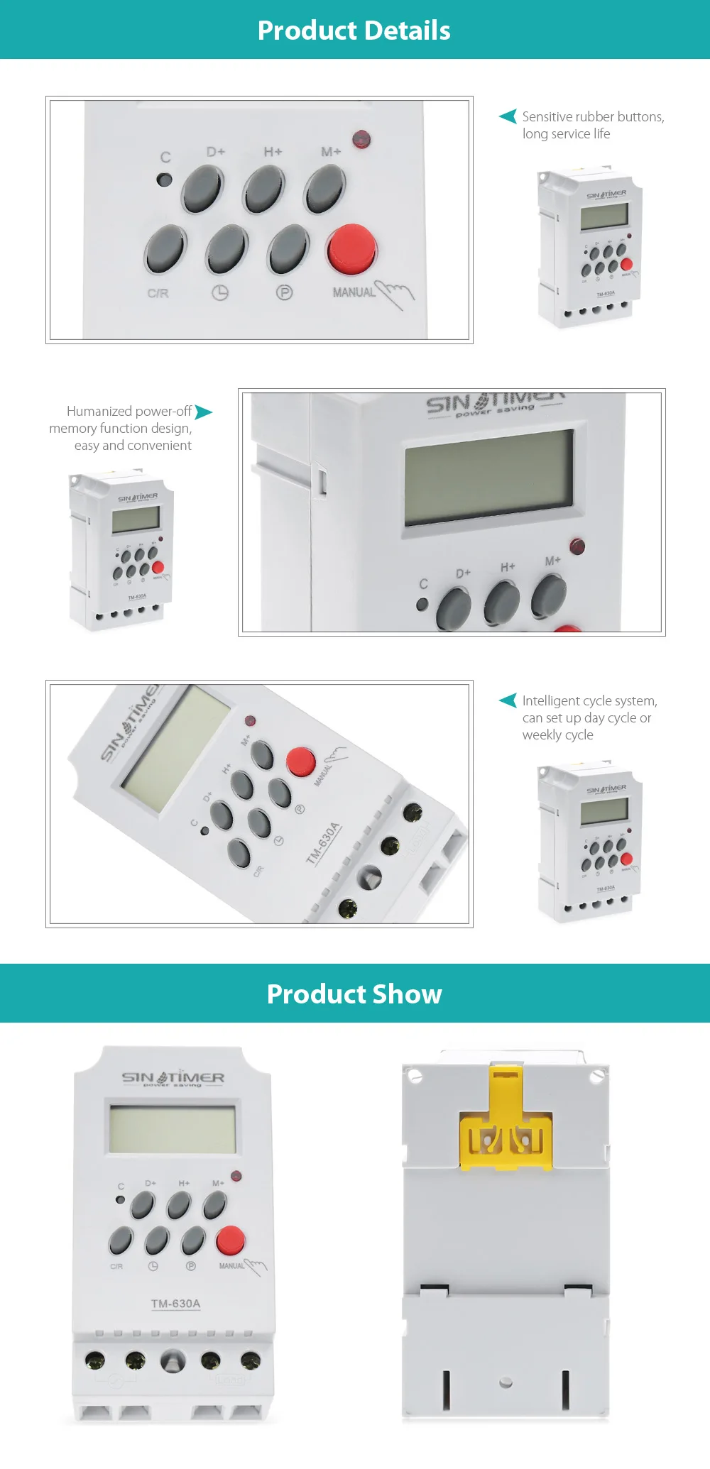 SINOTIMER 12V DC Input LCD Digital Programmable Time Switch Timer Control