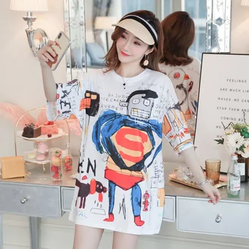 

Maternity T-shirt summer new Korean version of the loose shirt pregnant women dress cartoon print pregnancy skirt