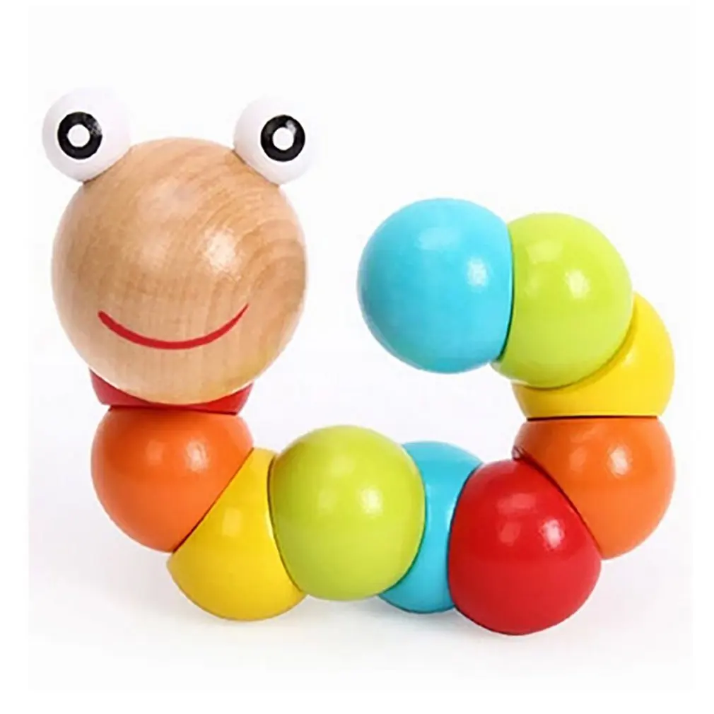 

Multicolored Deformable Wooden Toy Early Educational Toy Flexable Twisted Worm Toy For Children fun Enlightment