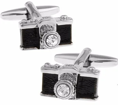 

Factory Price Retail Men's Cufflinks Brass Material Black Color Camera Design Cuff Links Free Shipping