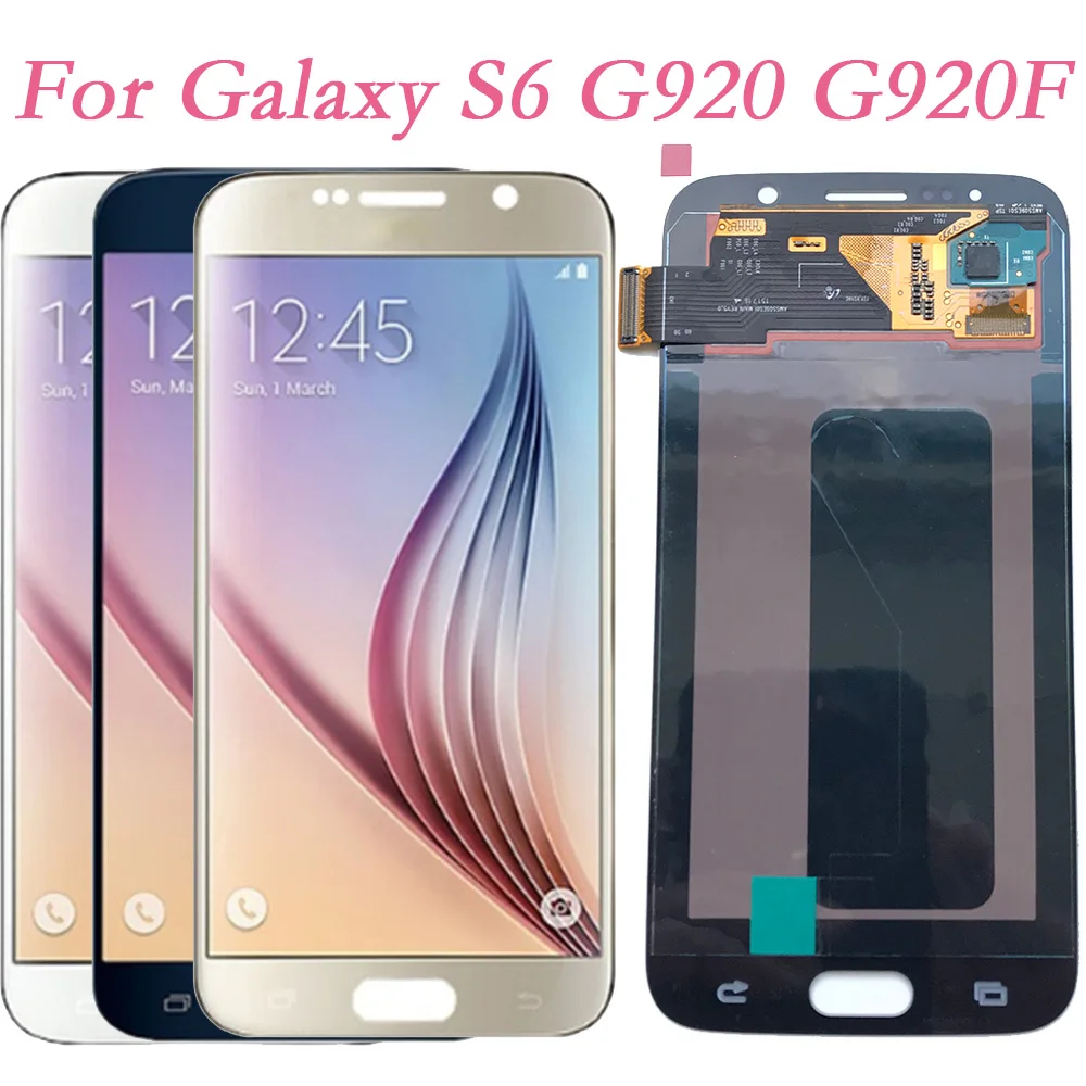 Super AMOLED для Samsung Galaxy S6 G920F G920I сенсорный экран дигитайзер ЖК дисплей рамка G903 G920FD