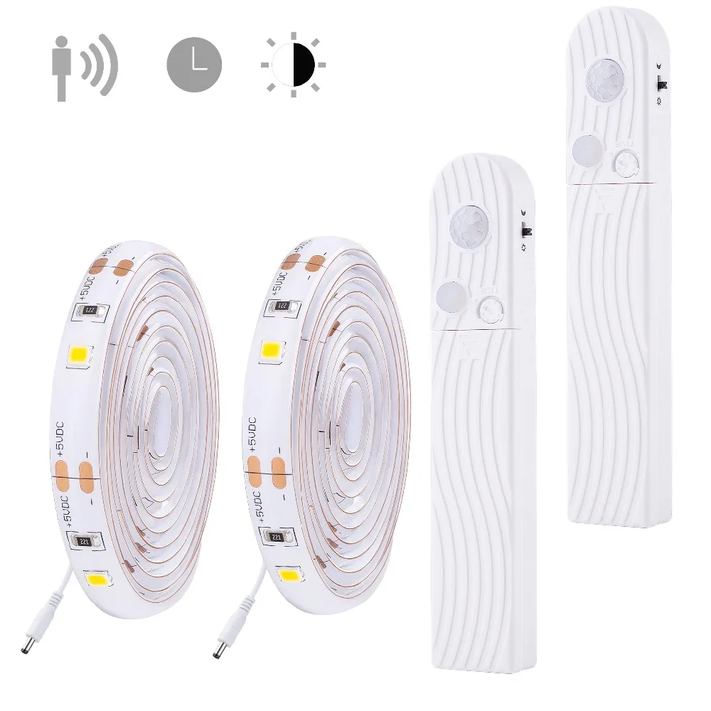 Koop Onder Bed Strip Light Smart Turn op off PIR Motion Sensor LED Strip Light AAA Batterij Aangedreven 2500 2700 k Closet licht