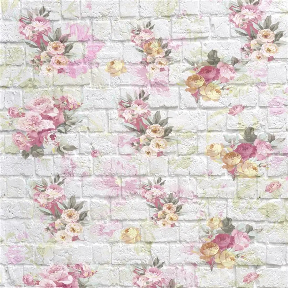 

Laeacco Gray Old Brick Wall Flowers Watercolor Party Wallpaper Baby Pattern Photo Backdrops Photography Backgrounds Photo Studio