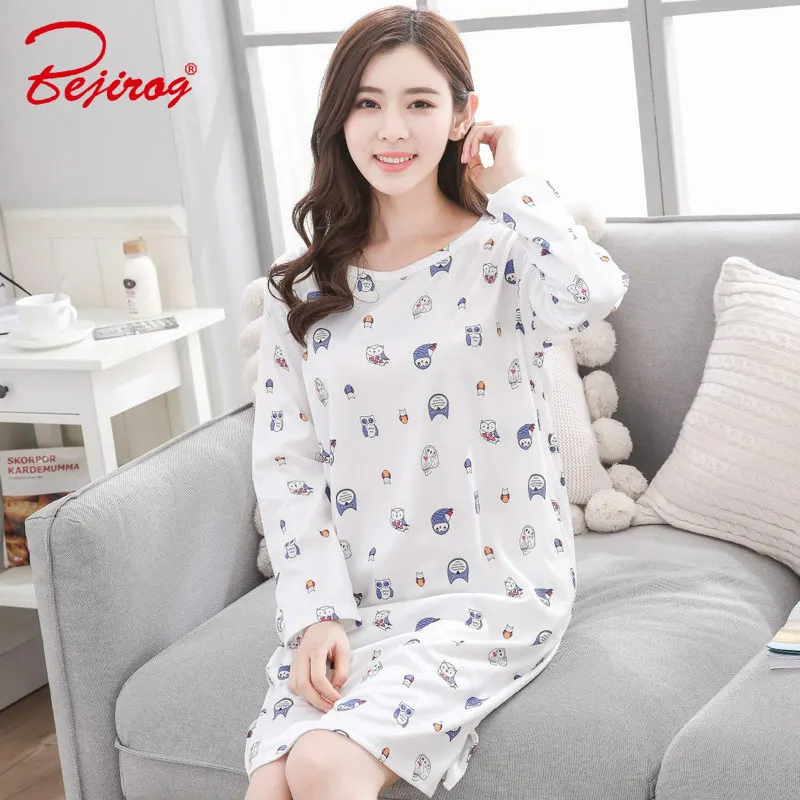 Yidanna/ ночная рубашка с длинными рукавами, ночная рубашка для девушек, ночная рубашка из молочного шелка, женская одежда для сна на осень - Цвет: HX 09