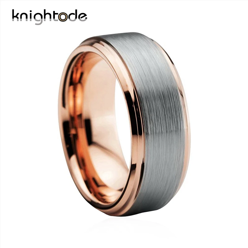 

Knightode Tungsten Carbide Ring Wedding Band For Men Women Brushed With Bevel Edges Comfort Fit