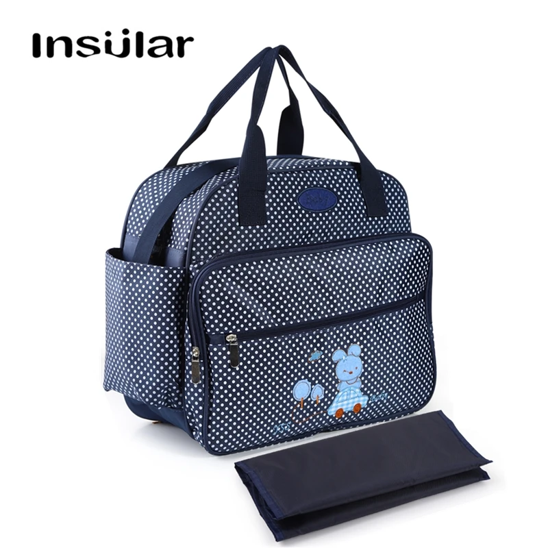 

INSULAR Cute Large Diaper Bag Baby Tote Bags Maternity Nappy Bags for Mom and Dad Convertible Travel with Changing Pad