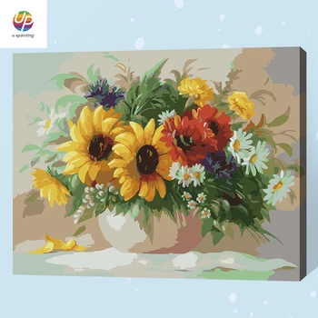 

Sunflower DIY Digital Painting By Numbers Kits Coloring By Numbers With Wooden Frame For Kids Unique Gift Wall Decor Deal Free