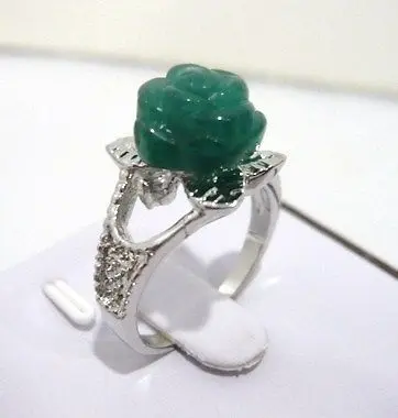

Charming 10mm green jade flower ring (# 6,7,8,9)