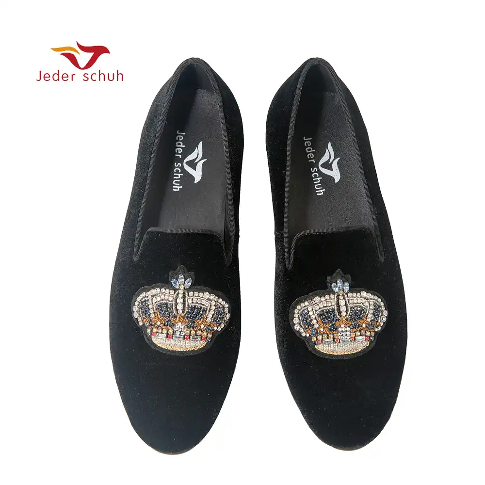 Jeder Schuh 男性靴クラウンインドシルクローファーメンズフラット靴は適切な結婚式や宴会 メンズカジュアルシューズ Aliexpress