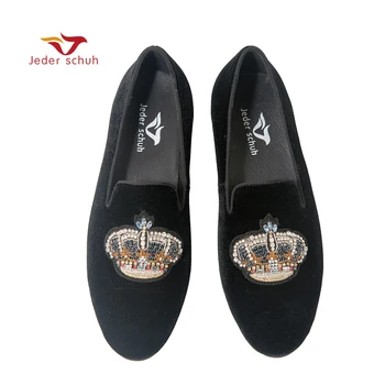 

Jeder Schuh men shoes Crown Indian Silk loafers Men's flat shoes are suitable for weddings and banquets