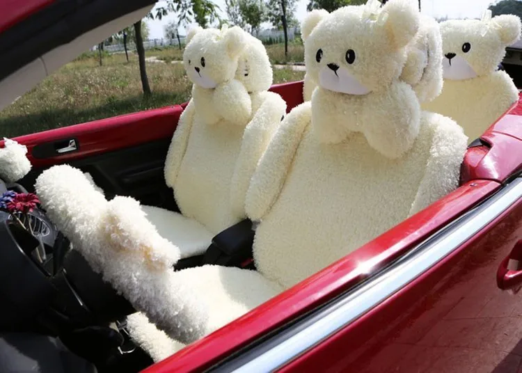 Mei-Mei-Bear-Lace-Universal-Automobile-Car-Seat-Cover-Rose-Velvet-Cushion-8pcs-3