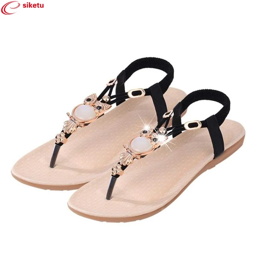 

siketu Women Rhinestone Owl Sweet Sandals Clip Toe Sandals Beach Shoes Best Gift Drop Shipping Dec26