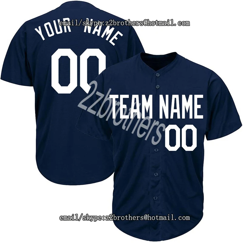 Custom Navy Cool Baseball Jersey with Embroidered Any Team Logo High
