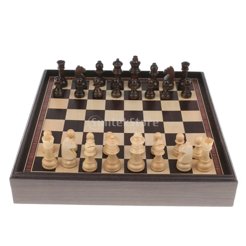 

3 in 1 Chess Checkers Wooden Chess Set Entertainment Game Chess King Queen Chessman